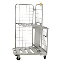 26 inch x 41 inch Mobile Galvanized Stocking Cart with 2 Walls