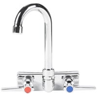 Advance Tabco K-59 Wall Mount Faucet with Blade Handles, 4 inch Centers, and 3 1/2 inch Gooseneck Spout