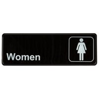 Women's Restroom Sign - Black and White, 9 inch x 3 inch
