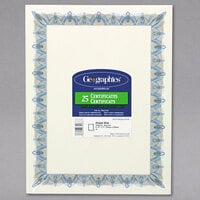 Geographics 39087 8 1/2 inch x 11 inch Pack of 24# Parchment Certificate Paper with Gold Seal and Blue Border - 25 Sheets