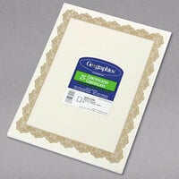 Geographics 39451 8 1/2 inch x 11 inch White Pack of 24# Certificate Paper with Gold Optima Border - 25 Sheets