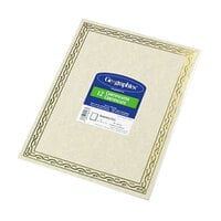 Geographics 44407 8 1/2" x 11" Foil Stamped Pack of 24# Certificate Paper with Gold Serpentine Border - 12 Sheets