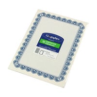 Geographics 22901 8 1/2 inch x 11 inch White Pack of 24# Certificate Paper with Blue Royalty Border - 50 Sheets