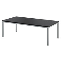 HON 48 inch x 24 inch x 15 5/8 inch Rectangular Black Laminate Coffee Table with Silver Legs