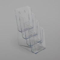 Deflecto 77701 DocuHolder 4 7/8" x 6 1/8" x 10" Clear 4-Compartment Tiered Leaflet Size Literature Holder