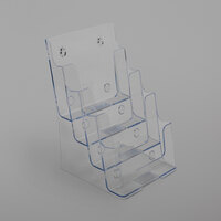 Deflecto 77901 DocuHolder 6 7/8 inch x 6 1/4 inch x 10 inch Clear 4-Compartment Tiered Booklet Size Literature Holder