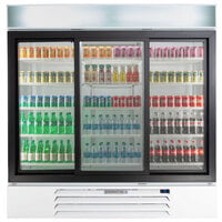 Beverage-Air MMR66HC-1-W MarketMax 75 inch White Refrigerated Sliding Glass Door Merchandiser with LED Lighting