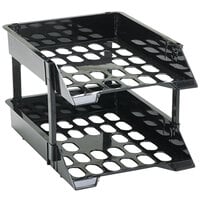 Deflecto 63304 SuperTray Black Countertop 2-Tray Set with Risers