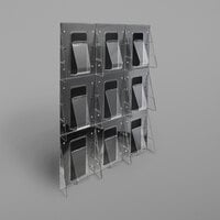 Deflecto 56801 Stand-Tall 27 1/2 inch x 3 3/8 inch x 35 5/8 inch Black 9-Pocket Magazine Size Wall Mount Literature Rack