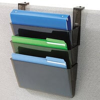 Deflecto 73502RT DocuPocket 13 inch x 7 inch x 4 inch Smoke 3-Pocket File Set for Partition Walls