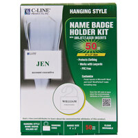 C-Line Products 97043 4 inch x 3 inch White Top Load Cord Name Badge Holder Kit with Inserts