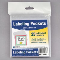 C-Line 70443 3 3/4 inch x 3 inch Clear Top Load Self-Adhesive Name Labeling Pocket - 25/Pack