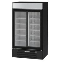 Beverage-Air MMR38HC-1-B MarketMax 43 1/2 inch Black Two Section Glass Door Merchandiser Refrigerator - 35.37 Cu. Ft.