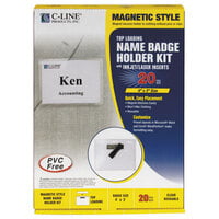 C-Line Products 92943 4 inch x 3 inch Clear Magnetic Name Badge Holder Kit with Inserts