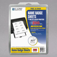 C-Line Products 92377 3 3/8 inch x 2 1/3 inch White Printable Adhesive Name Badge - 200/Pack