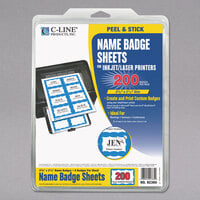 C-Line Products 92365 3 3/8 inch x 2 1/3 inch White Printable Adhesive Name Badge with Blue Border - 200/Pack