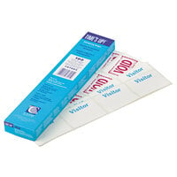 C-Line Products 97005 3 inch x 2 inch White / Blue Self-Expiring Adhesive Visitor Badge - 100/Pack