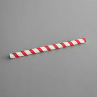 EcoChoice 8 1/2 inch Colossal Red and White Striped Unwrapped Paper Straw - 500/Pack