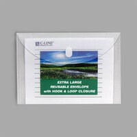C-Line 35107 9 3/8 inch x 13 inch Clear Reusable Poly Envelope with Hook and Loop Closure - 5/Pack