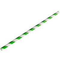 EcoChoice 7 3/4 inch Green Stripe Jumbo Unwrapped Paper Straw - 2400/Pack