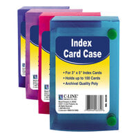 C-Line 58335 3" x 5" Assorted Color Polypropylene Index Card Case with 100 Card Capacity