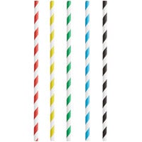 EcoChoice 7 3/4" Assorted Stripe Jumbo Unwrapped Paper Straw - 4800/Case