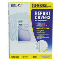 C-Line 32457 8 1/2" x 11" Clear Economy Vinyl Report Cover with Binding Bar - 50/Box