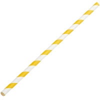 EcoChoice 7 3/4 inch Gold Stripe Jumbo Unwrapped Paper Straw - 2400/Pack