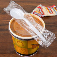 Choice Individually Wrapped Medium Weight White Plastic Soup Spoon - 1000/Case