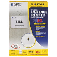C-Line Products 95523 3 1/2" x 2 1/4" Clear Top Load Clip-On Name Badge Holder Kit with Inserts