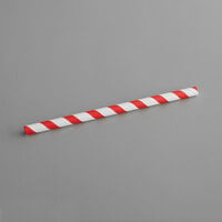 EcoChoice 7 3/4 inch Giant Red and White Striped Unwrapped Paper Straw - 2800/Case