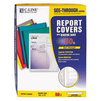 C-Line 32557 8 1/2" x 11" Clear Standard Vinyl Report Cover with Binding Bar - 50/Box