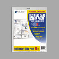 C-Line 61117 11 1/4 inch x 8 1/2 inch 20 Business Card Clear Polypropylene Binder Page with Clear Index Tabs - 5/Pack
