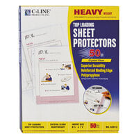C-Line 62013 11 inch x 8 1/2 inch Heavy Weight Top-Loading Clear Polypropylene Sheet Protector - 50/Box