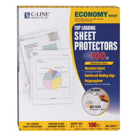 C-Line 62017 11 inch x 8 1/2 inch Economy Weight Top-Loading Clear Reduced Glare Polypropylene Sheet Protector - 100/Box