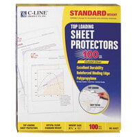 C-Line 62027 11 inch x 8 1/2 inch Standard Weight Top-Loading Clear Polypropylene Sheet Protector   - 100/Box