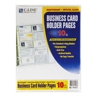 C-Line 61217 11 1/4 inch x 8 1/8 inch 20 Business Card Clear Polypropylene Binder Page - 10/Pack