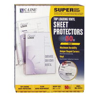 C-Line 61013 11 inch x 8 1/2 inch Super Heavy Weight Top-Loading Clear Vinyl Sheet Protector - 50/Box