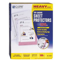 C-Line 62023 11 inch x 8 1/2 inch Heavy Weight Top-Loading Clear Polypropylene Sheet Protector - 100/Box