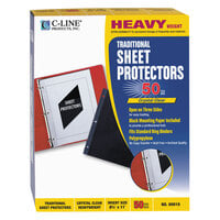 C-Line 00010 11 inch x 8 1/2 inch Heavyweight Top / Side Loading Clear Polypropylene Traditional Sheet Protector - 50/Box