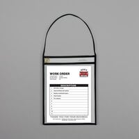 C-Line 41922 9 inch x 12 inch Double Sided Clear Stitched 1-Pocket Shop Ticket Holder with Strap / 75 Sheet Capacity - 15/Box