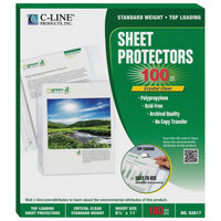 C-Line 62617 EcoPure 11 inch x 8 1/2 inch Standard Weight Top-Loading Clear Polypropylene Sheet Protector - 100/Box
