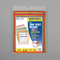 C-Line 43920 9 inch x 12 inch Assorted Neon Color Stitched Shop Ticket Holder with 75 Sheet Capacity - 10/Pack
