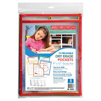 C-Line 42630 12 inch x 9 inch Easy-Load Assorted Primary Colors Reusable Dry Erase Pocket - 5/Pack