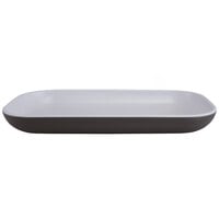 Elite Global Solutions B127RC2TW Kona 12" x 7" Speckled White / Chocolate Rectangular Coupe Platter - 6/Case