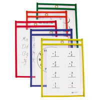 C-Line 41610 9 inch x 6 inch Assorted Primary Colors Reusable Dry Erase Pocket - 10/Pack