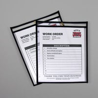 C-Line 46911 8 1/2 inch x 11 inch Double Sided Clear Stitched Shop Ticket Holder with 50 Sheet Capacity - 25/Box
