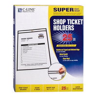 C-Line 46911 8 1/2" x 11" Double Sided Clear Stitched Shop Ticket Holder with 50 Sheet Capacity - 25/Box