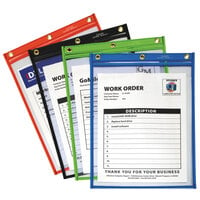 C-Line 50920 9" x 12" Assorted Color Heavy-Duty Super Heavy Weight Plus Stitched Shop Ticket Holder - 20/Box