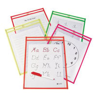 C-Line 40810 12 inch x 9 inch Assorted Neon Colors Reusable Dry Erase Pocket - 10/Pack
